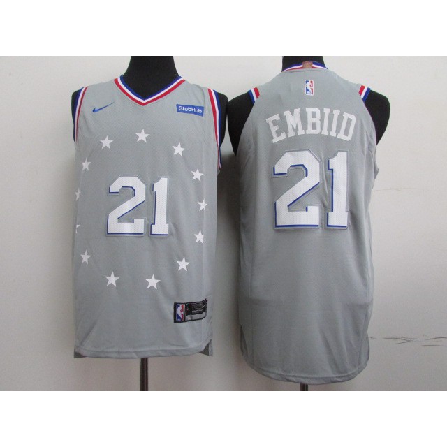 QGMZ #25 Simmons #3 Iverson #21 Embiid Basketball Jersey 76ers,Fans Fashion City Edition Basketball Jersey,Sleeveless Sports Vest Quick-Dry Basketball Jersey #21 Embiid-S 