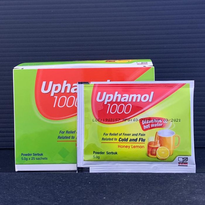 Exp 08 2021 Box Uphamol 1000mg Powder 5 0gx25s Honey Lemon Flavour Relief Fever And Pain Related To Cold And Flu Shopee Malaysia