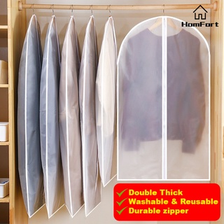 Image of Clothes Dust Cover Transparent Dust Bag Hanging Cloth Pocket Washable Dust-Proof Suit Cover Coat Plastik baju cover