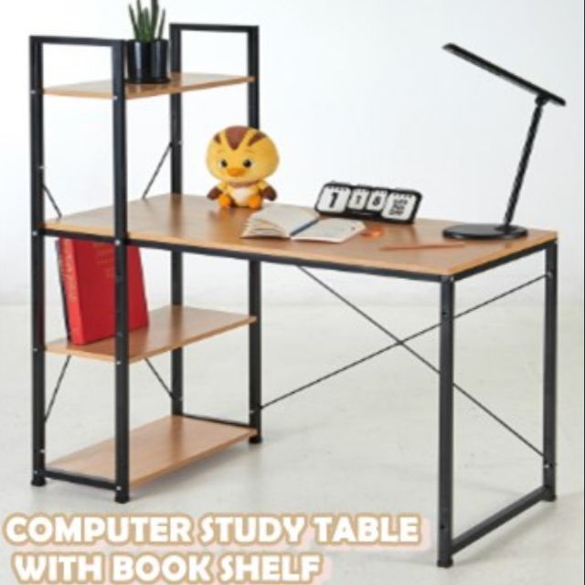 Computer Table With Book Shelf Meja Komputer Meja Study Shopee Malaysia