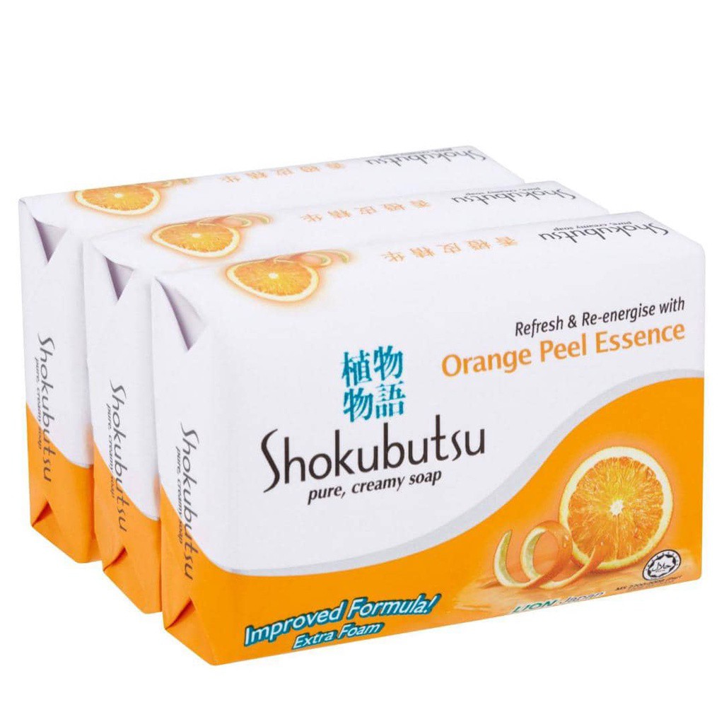 Shokubutsu Bar Soap/Sabun Buku [3's x 90GM] - Orange Peel Essence/Green Tea Extract/Camellia Flower Oil