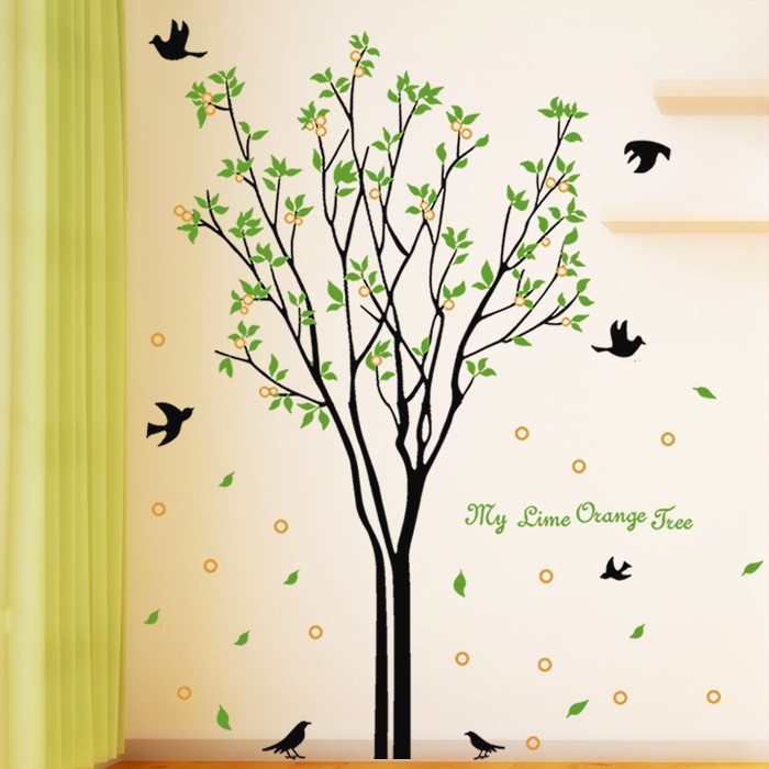 Small orange tree wall stickers living room bedroom TV sofa background wall  stickers self-adhesive REMOVABLE STICKERS room decoration DIY combination  decoration wall stickers wall stickers stickers | Shopee Malaysia