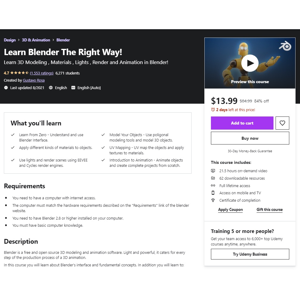 COURSE] Udemy - Learn Blender The Right Way! | Shopee Malaysia