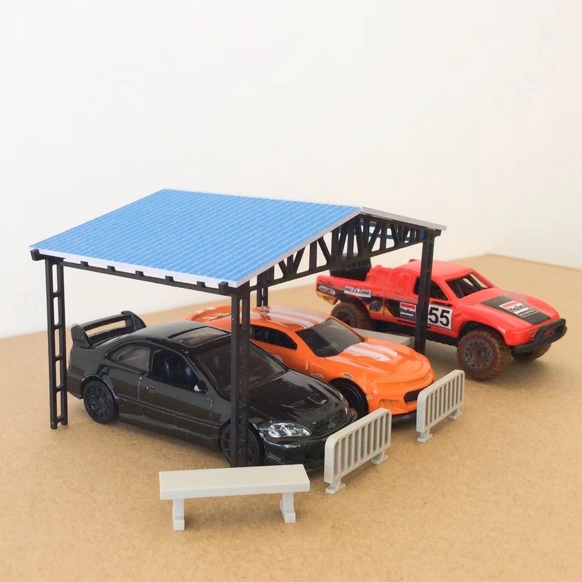1 64 Car Shed Scene Plastic Assembly Parking Store Can Put 2 Matchboxs