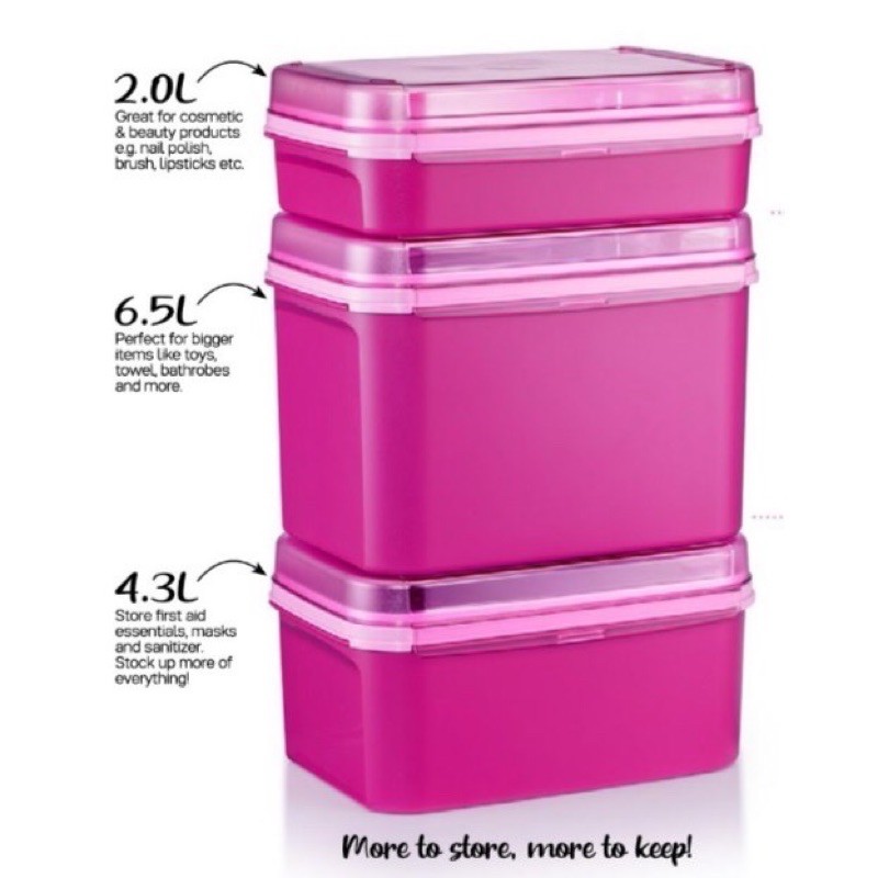 Tupperware Ezy Rectangular Keeper Full Set Level