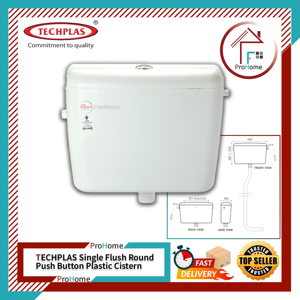 Techplas 1102 Ll 9 Liter Low Level Single Flush Push Button Cistern Tangki Tandas Duduk Jenis 1996