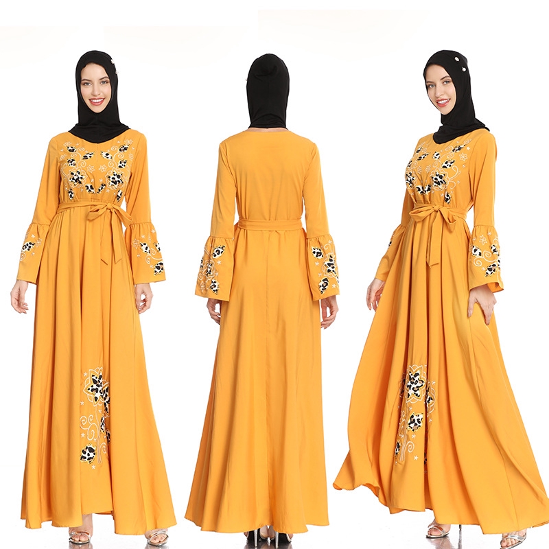 yellow muslimah dress