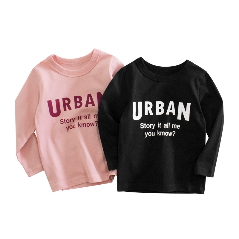 2020 Children S Autumn New Girl Boy S Long Sleeve Top Alphabet Printed Casual T Shirt Black Pink Basic Color Pure Cotton Bottomed Shirt Children S Long Sleeve Round Neck Pullover Basic Shirt Shopee Malaysia