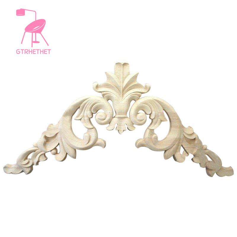 15*15cm Rubber Wood Carved Corner Onlay Applique Exquisite Unpainted