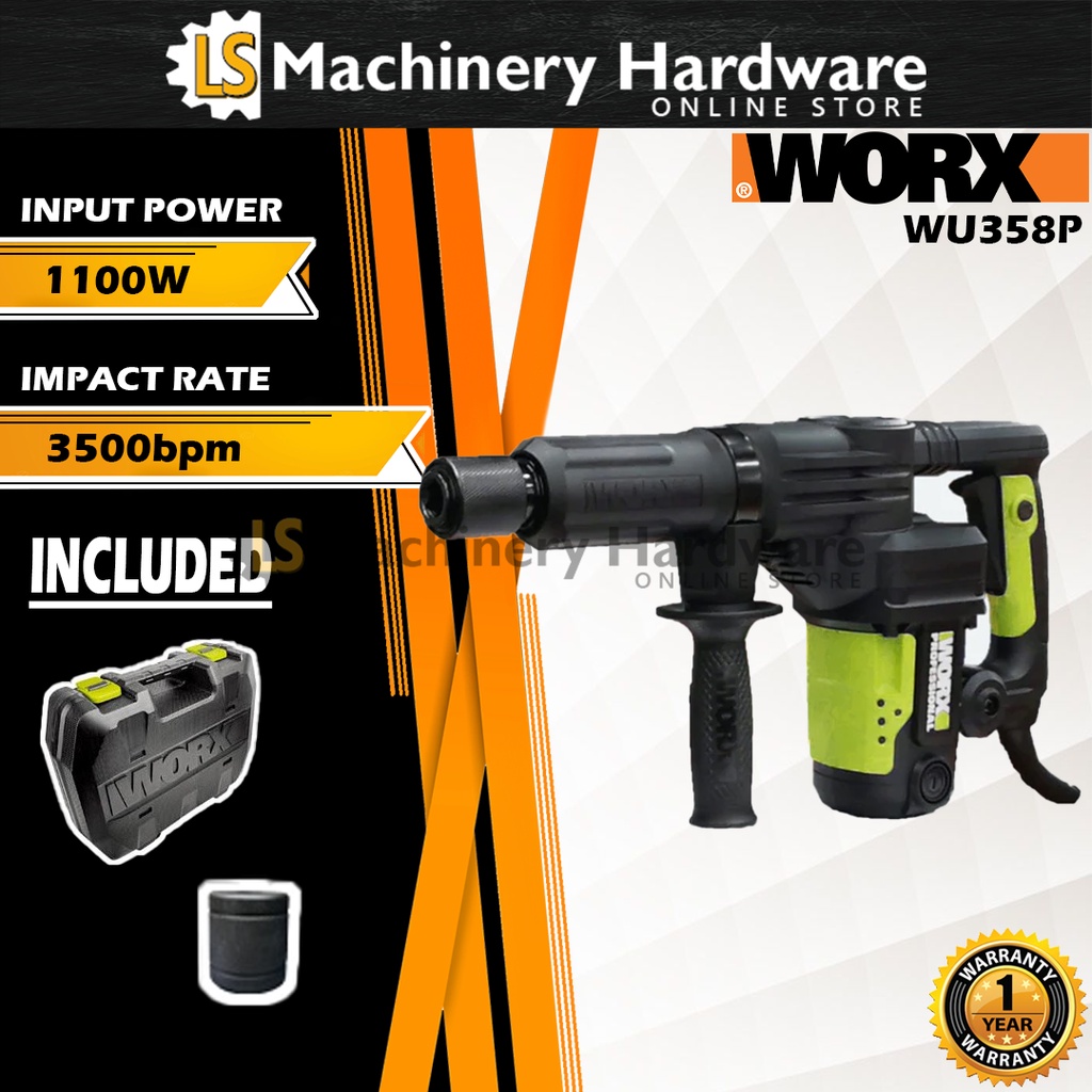 WORX WU358P 1100W Demolition Hammer 10J Heavy Duty (Professional Power