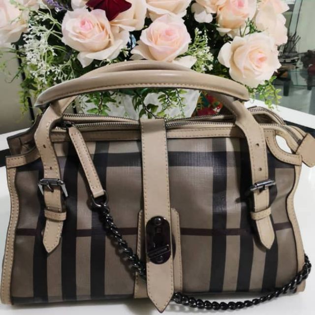 Second hand Burberry Smoke - Hand carry - Canvas and Genuine leather |  Shopee Malaysia