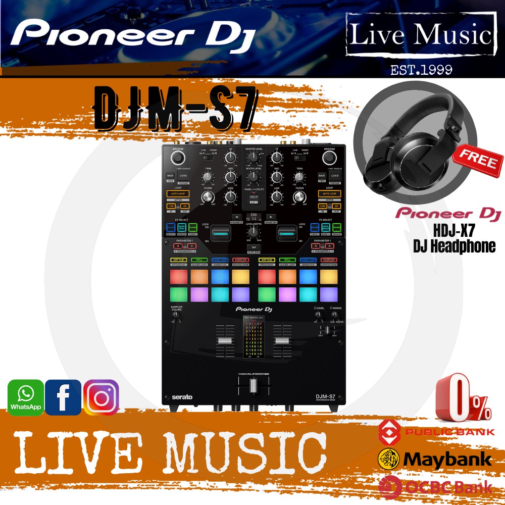 Pioneer DJ DJMS7 2channel Mixer for Serato DJ with FREE HDJX7