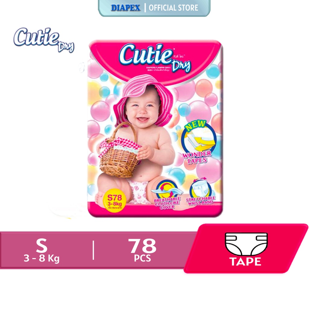 Cutie Dry Baby Diapers Mega Pack S78 x 1 BG Shopee Malaysia