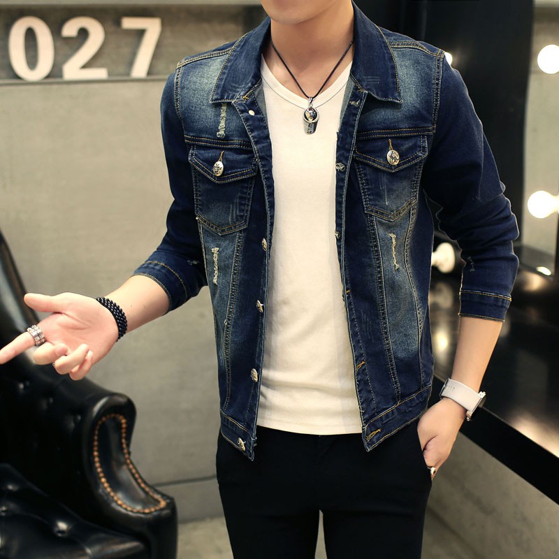 dark blue jeans jacket mens