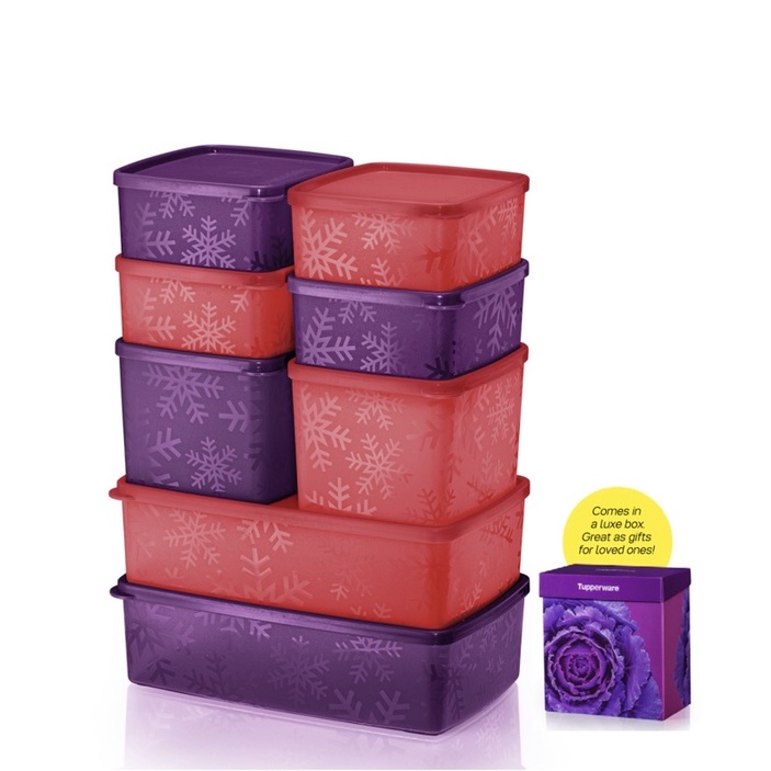 Tupperware Snowflake Square Round Set (8pcs)