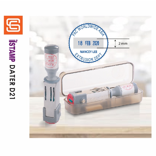 QC DATE STAMP WITH RED RUBBER I ISTAMP DIE PLATE DATER D21 I QC ROUND