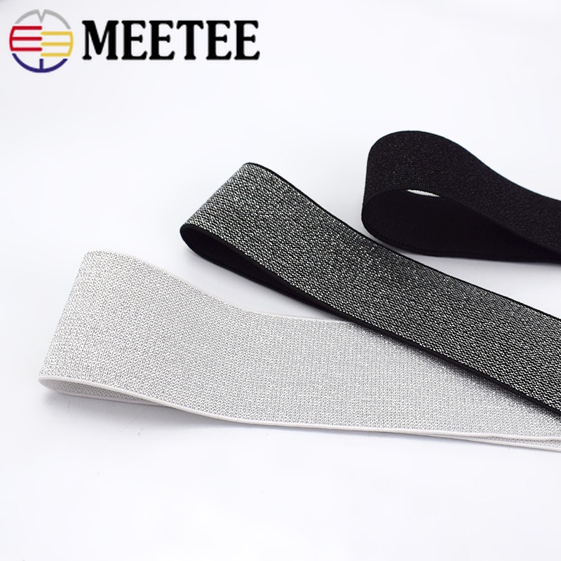 Essential Must 2Meters Gold Silver Glitter Elastic Bands Rubber Band Lace Ribbon Garment Trousers Belt Sewing