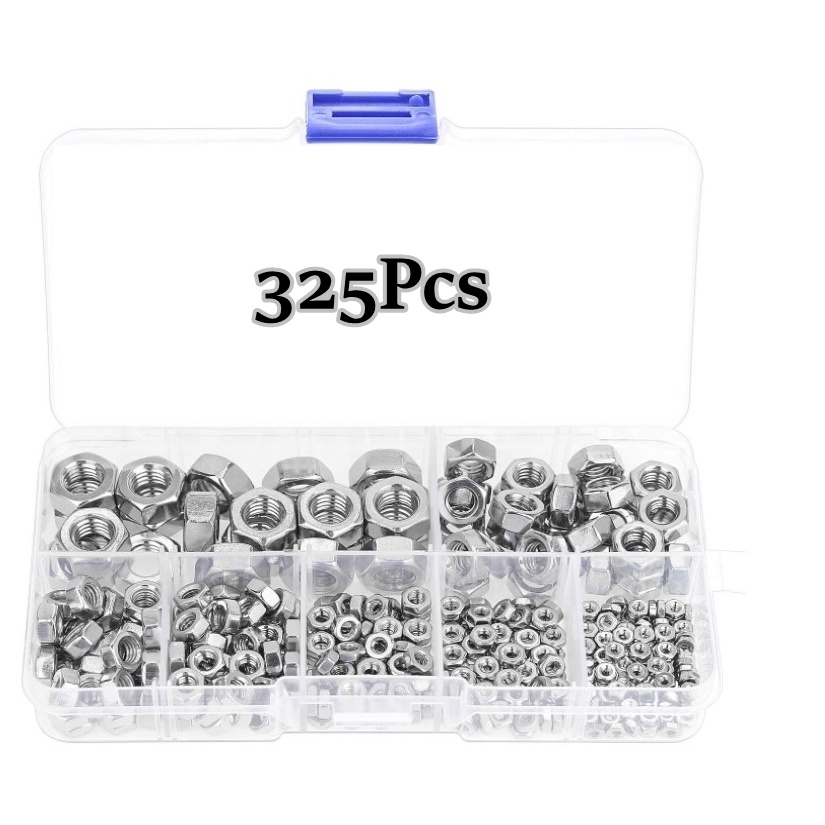 325PCS Hex Nut Screw Bolt Stainless Steel Hexagon Nut M2 M2.5 M3 M4 M5