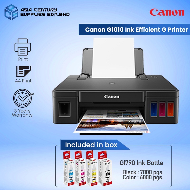 Free Gift Canon Pixma G1010 Single Function Printer Print Only Refillable Canon Gi 790 Ink Canon Ink Tank Printer Shopee Malaysia