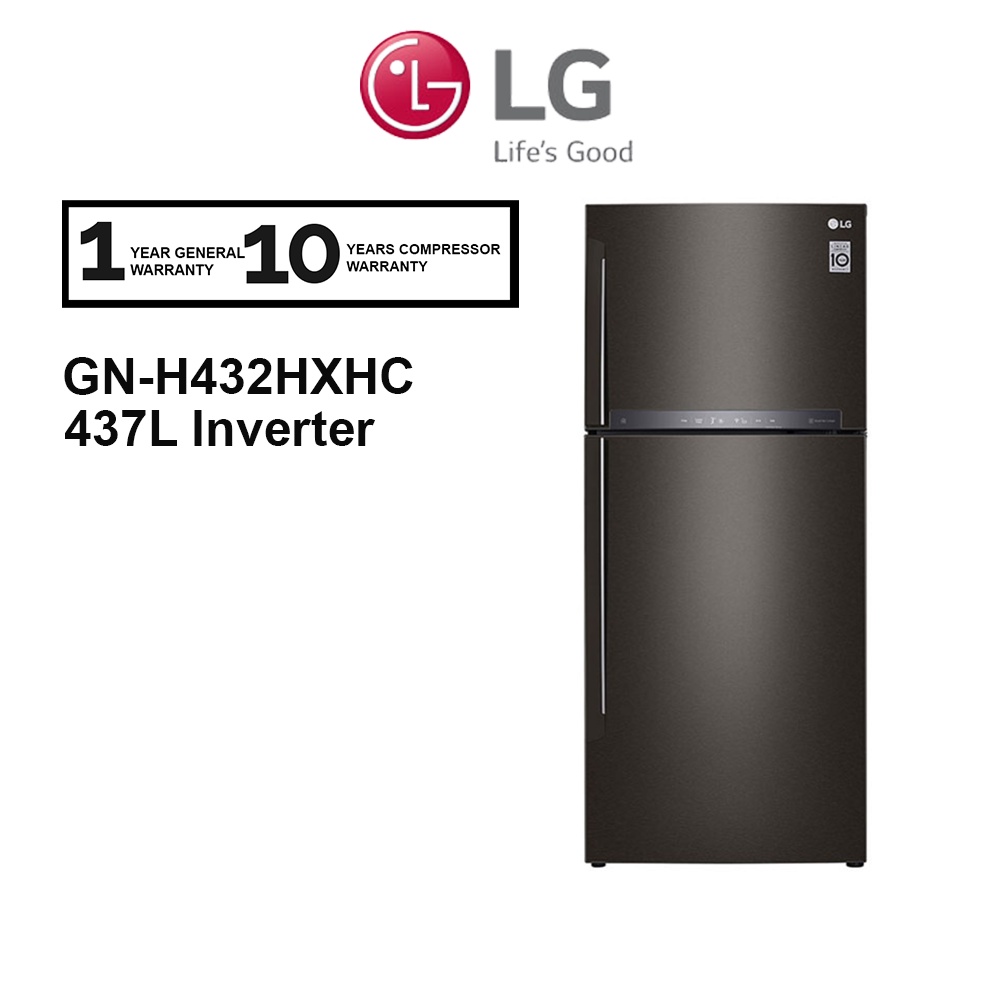 LG Fridge Top Freezer Inverter Refrigerator Black Steel (437L