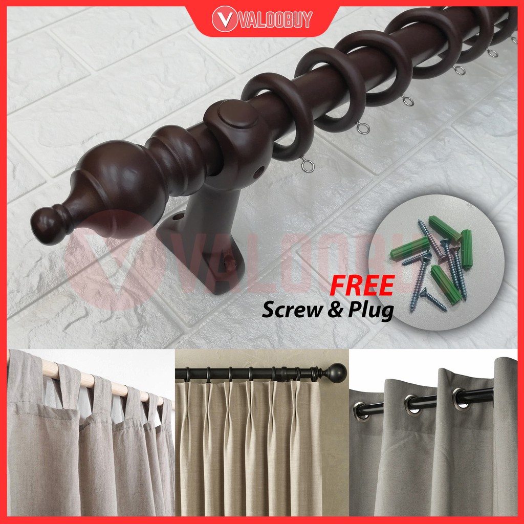 28MM Wooden Curtain Rod Set Style Kayu Langsir VALOOBUY ...