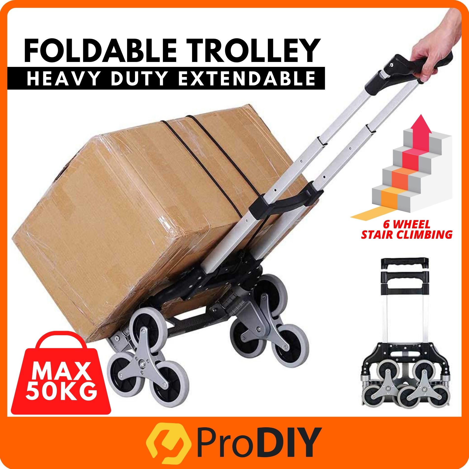 909 New Version Heavy Duty Extendable Portable Foldable Trolley Climb Stairs Hand Truck Multi Purpose