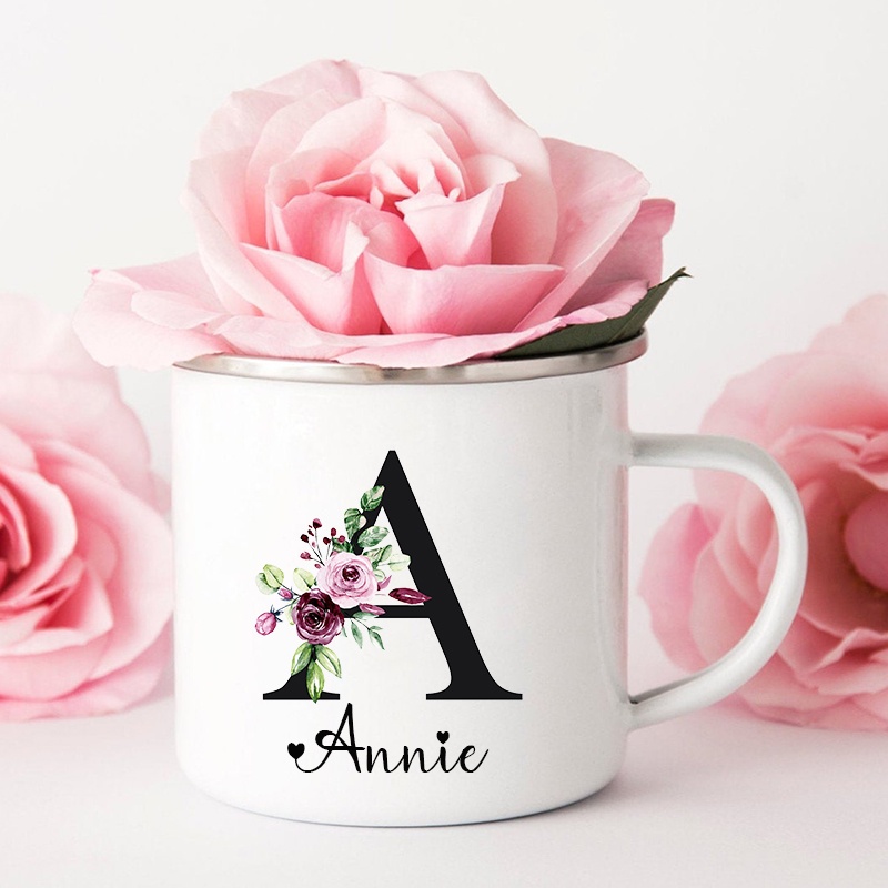 Personalized Mug Floral Initial Name Cup Custom NameTea Coffee Hot Chocolate Mug Bride Bridesmaid Mothers Day Gift