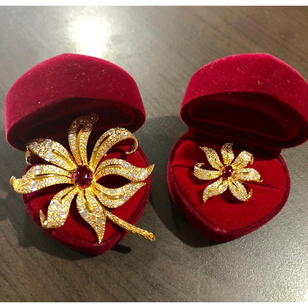 ORIGINAL ZHULIAN Kerongsang saduran emas 999 atau 24K, Zhulian Gold Plated Brooch