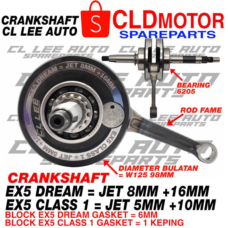 Crankshaft Ex5 Dream Jet Rod 8mm Crankshaft Sahaja