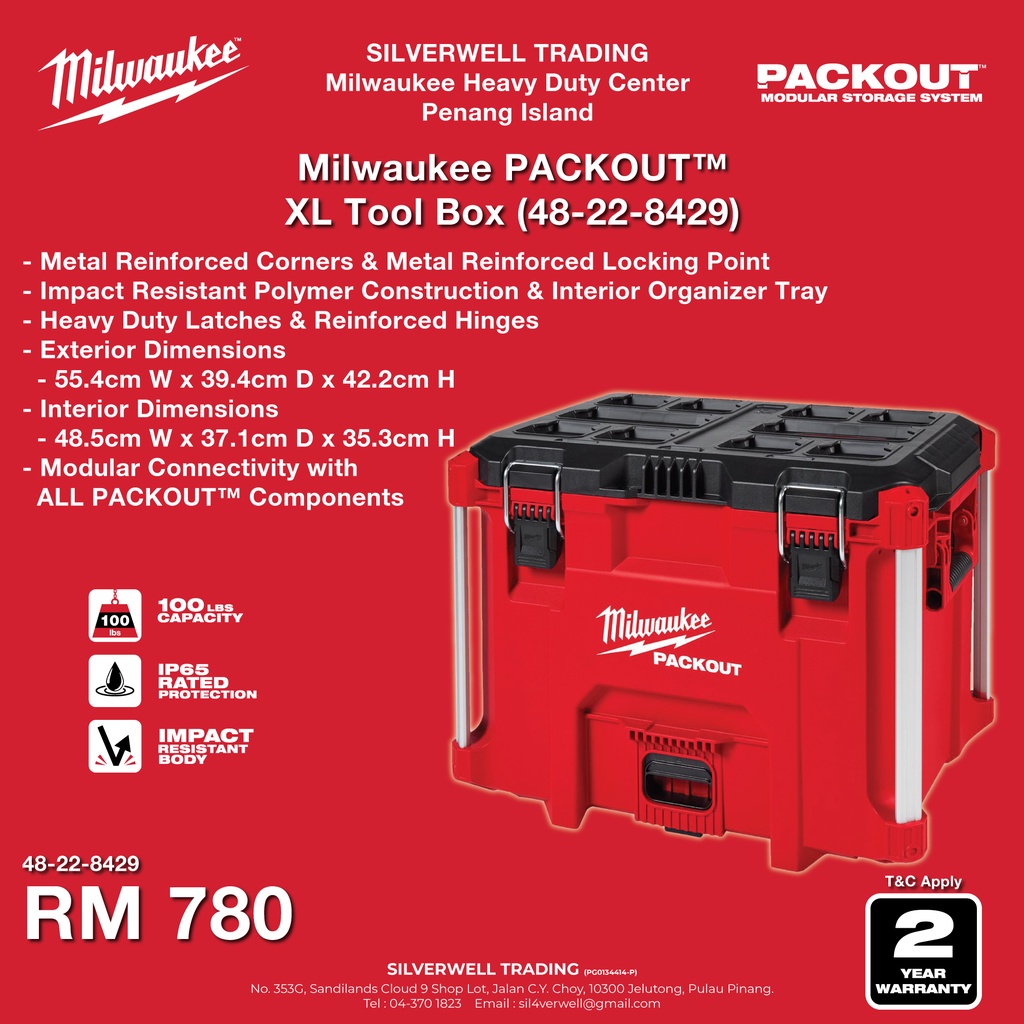 Milwaukee PACKOUT XL Tool Box (48228429) Shopee Malaysia