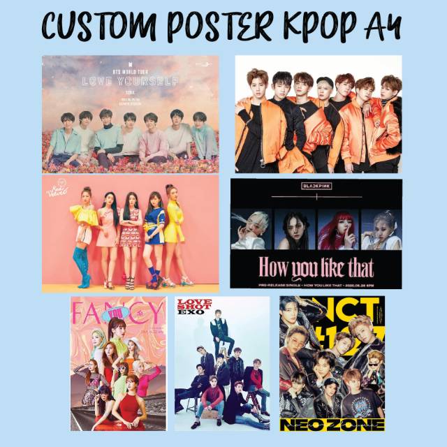 Custom Poster Kpop Group Bts Nct Got7 Blackpink Twice Redvelvet Exo Wannaone Seventeen Shopee Malaysia