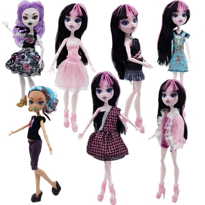 7pcs Lot Fashion Clothes For Monster High Dolls Dress Party