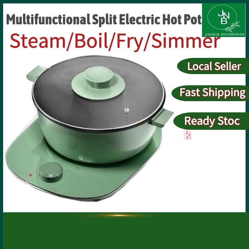 (Ready Stock) Electric Hot Pot cooker Split Multi-Function large Capacity Electric Skillet Shabu-Shabu Hot Pot Noodles