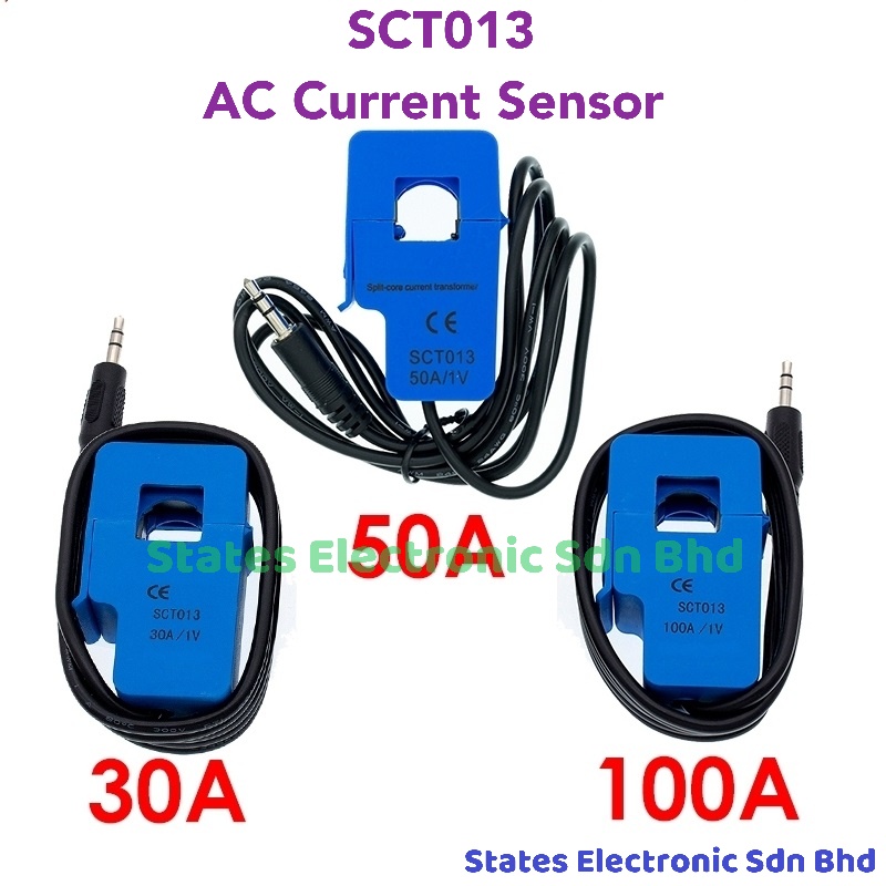 SCT013 NonInvasive AC Current Sensor Clamp Sensor 30A 50A 100A