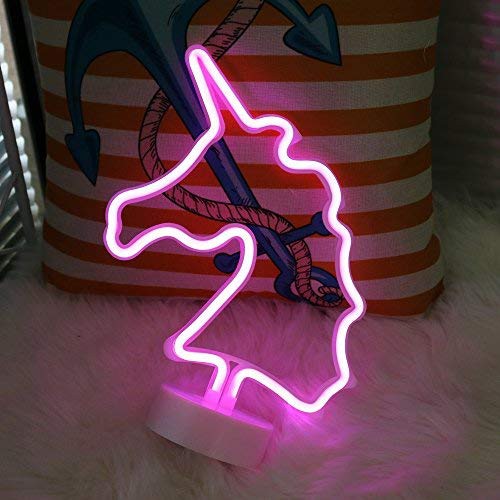 Led Night Lights Base Table Lamp, Neon Pink Unicorn Table Lamp