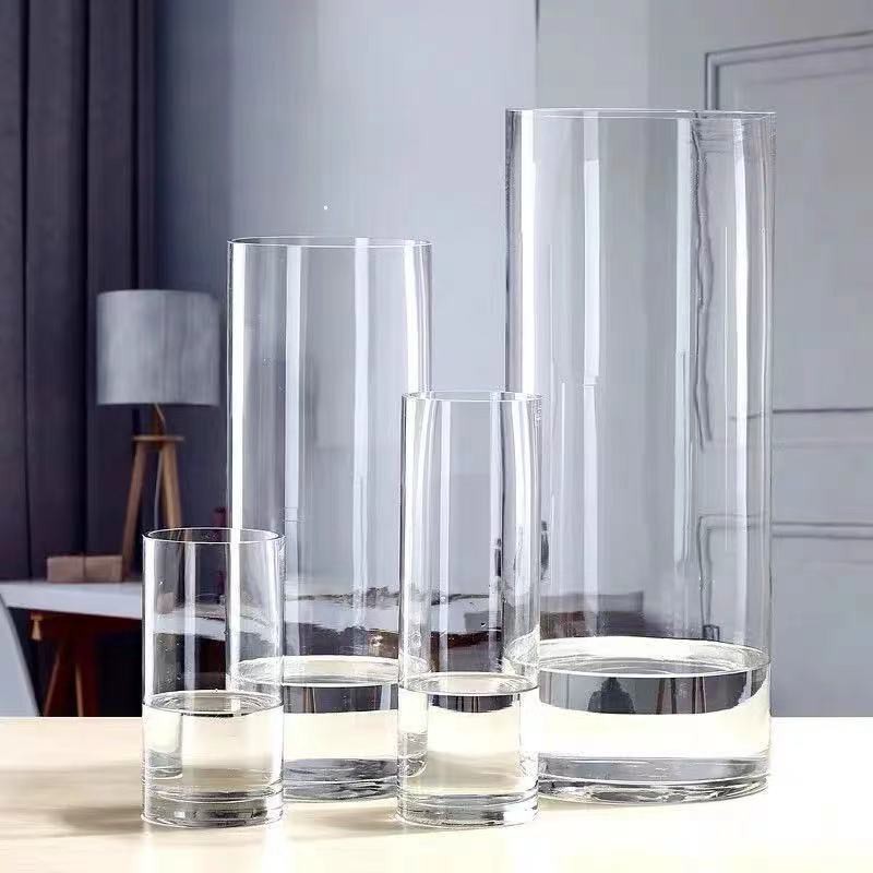 Local Ready Stock Glass Vase Classic Transparent INS Style Home Deco Photo Shooting Cylinder Flower Pot Pasu Bunga