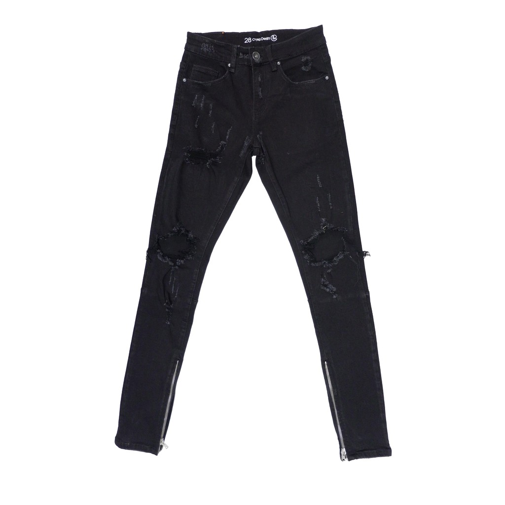 crysp denim pacific black ripped jeans