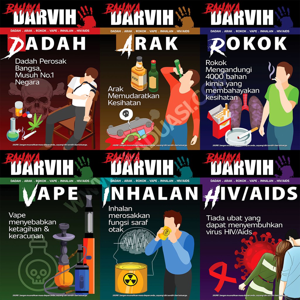 Poster Keceriaan Sekolah Bahaya Darvih Merokok Dadah Arak Inhalan Hiv Poster Ppda 12 X 18 Inci Qts Shopee Malaysia