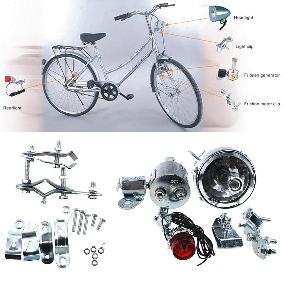 New Bicycle Light 12V 6W Generator Dynamo Motorized Friction Head Light Cycling