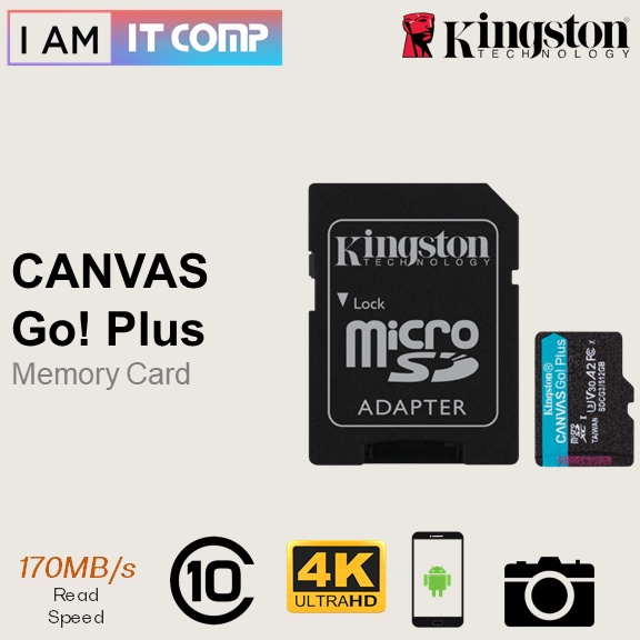 Kingston Canvas GO PLUS Micro SD Card 64GB / 128GB / 256GB for 4K Video Memory Card with Adapter