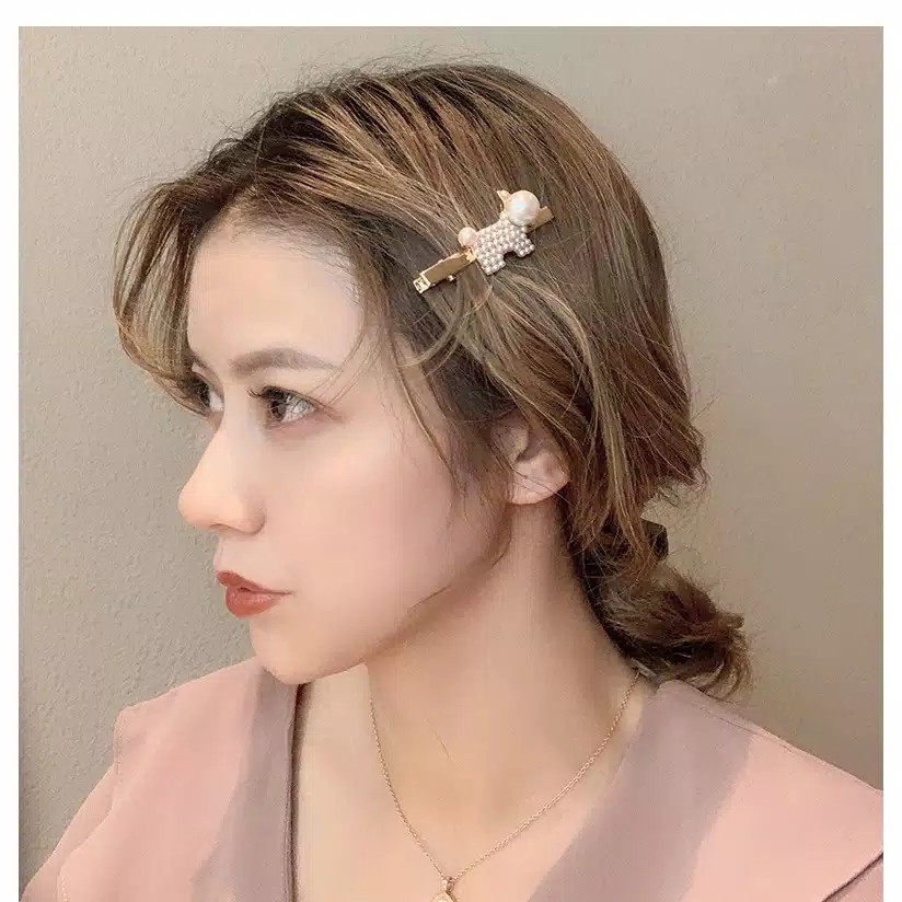 Fortune Accessories Hairpins Pearls Motif Animals Hairclip Pearl Korea Import