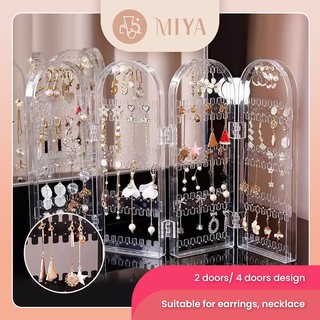 MIYA Earring earing storage necklace Jewelry box Organizer Transparent Display Jewellery Hanger Rack dustproof Shelf