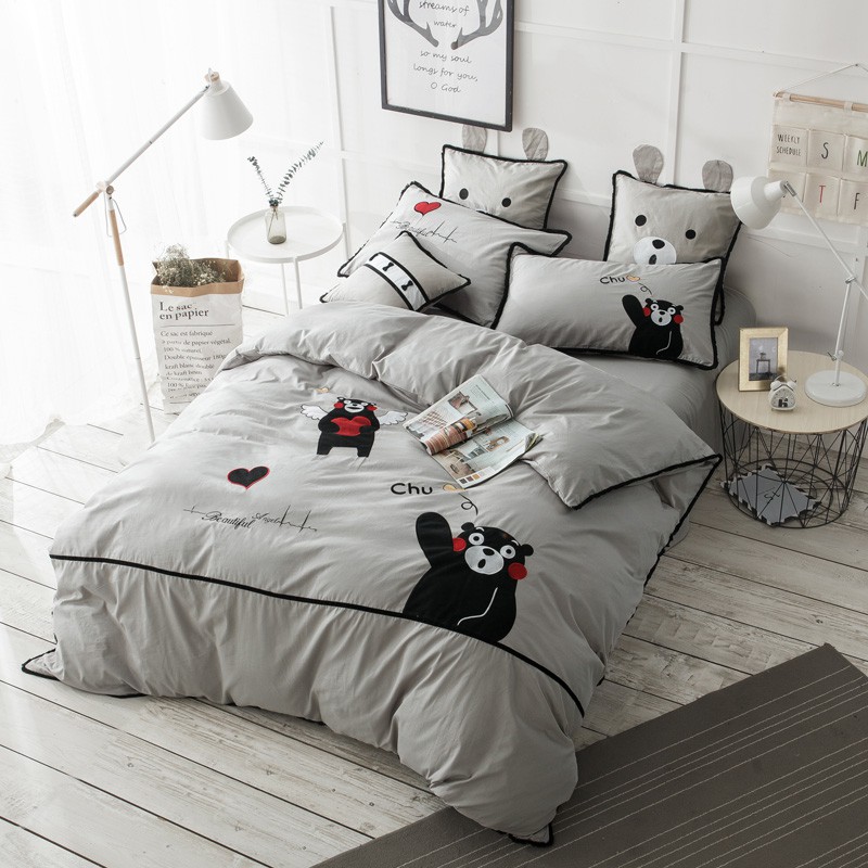 Four Sets Of Cartoon Bear Quilt Pillowcase And Bed Sheet Shopee