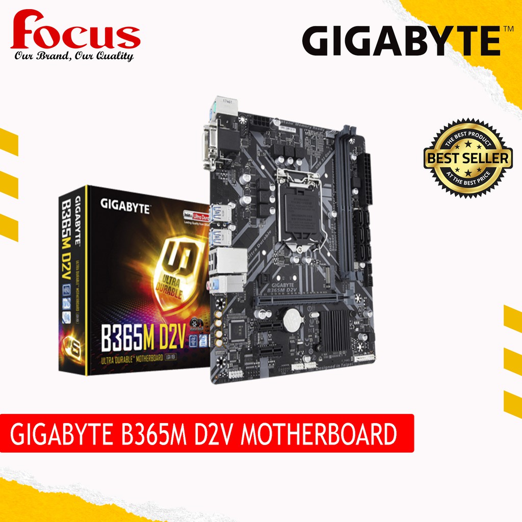 GIGABYTE B365M D2V MOTHERBOARD GAMING LAN, PCIE GEN3 X4 M.2, SMART FAN
