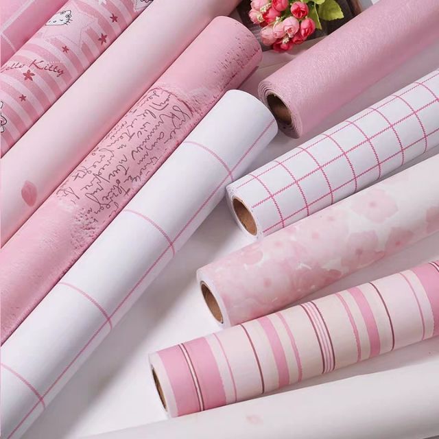 DIY Waterproof Self Adhesive Pink Wallpaper room Wall Stickers Shopee