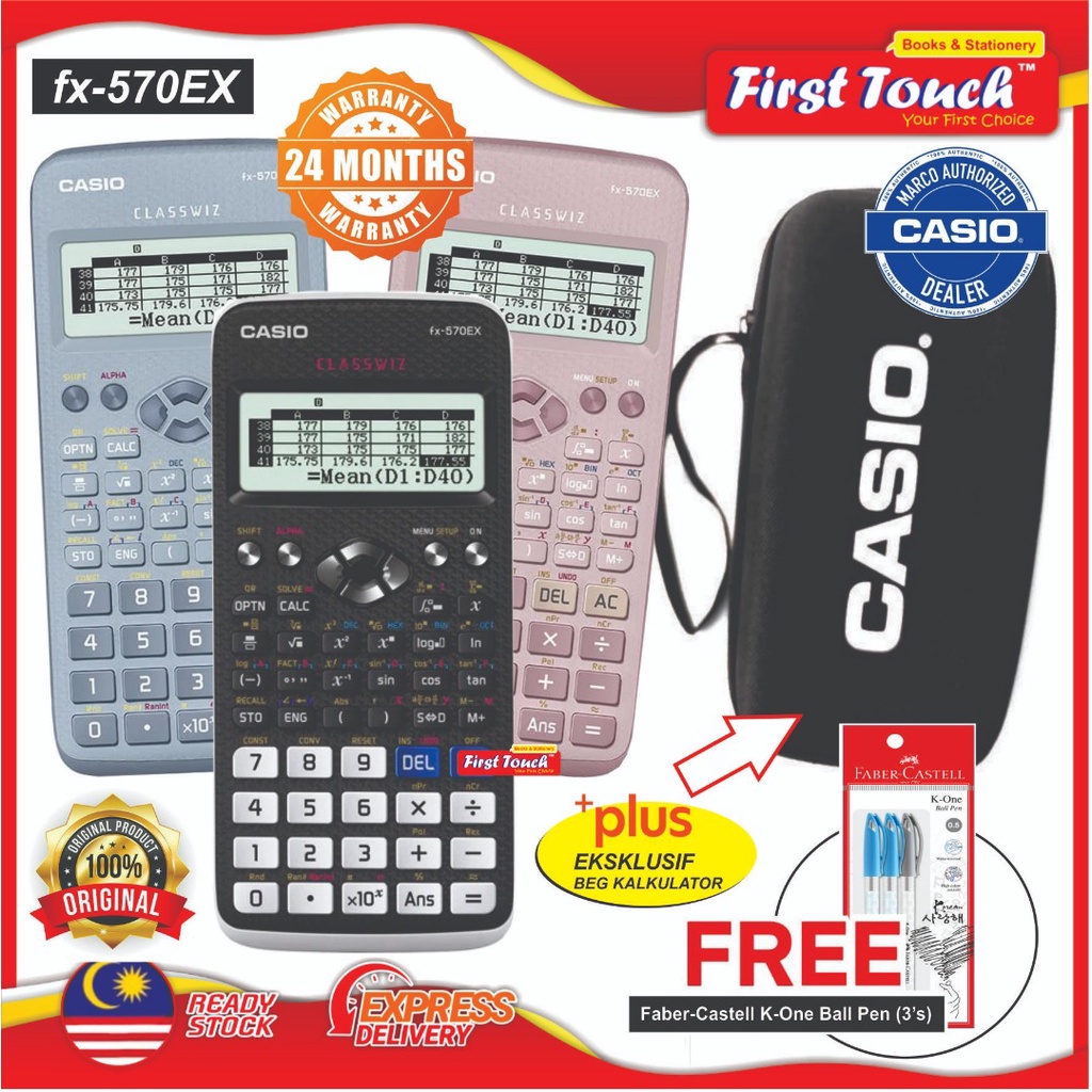 CASIO Scientific Calculator FX-570EX Classwiz Black Pink Blue Limited ...