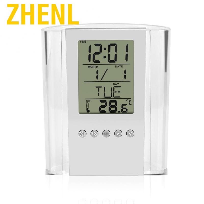 Zhenl Multifunctional Pen Pencil Holder Digital Desk Alarm Clock