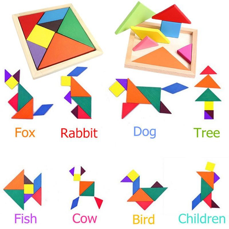 Multi Durable Wooden Puzzle Jigsaw Intelligent Tangram Brain Teaser Educational Toys Kids Reliable - Image 3