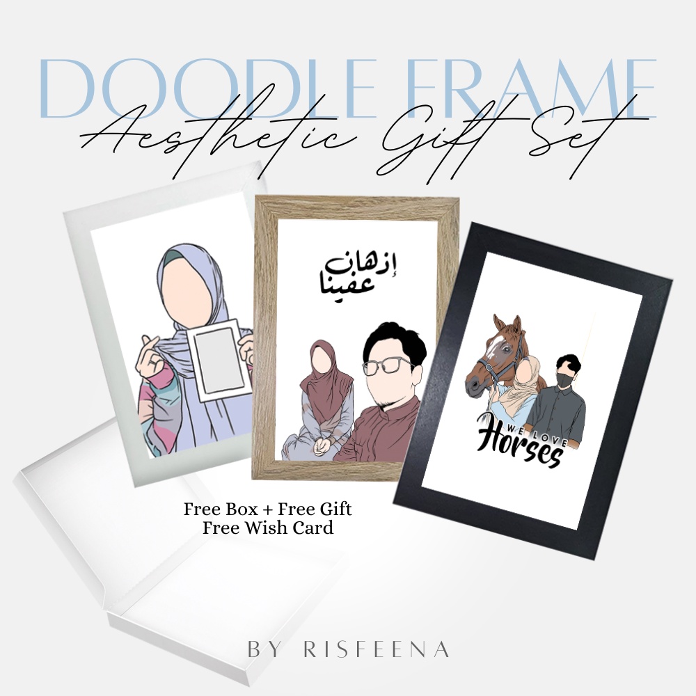 Doodle Frame Gift Set Aesthetic FREE Box & FREE Gifts Custom Drawing