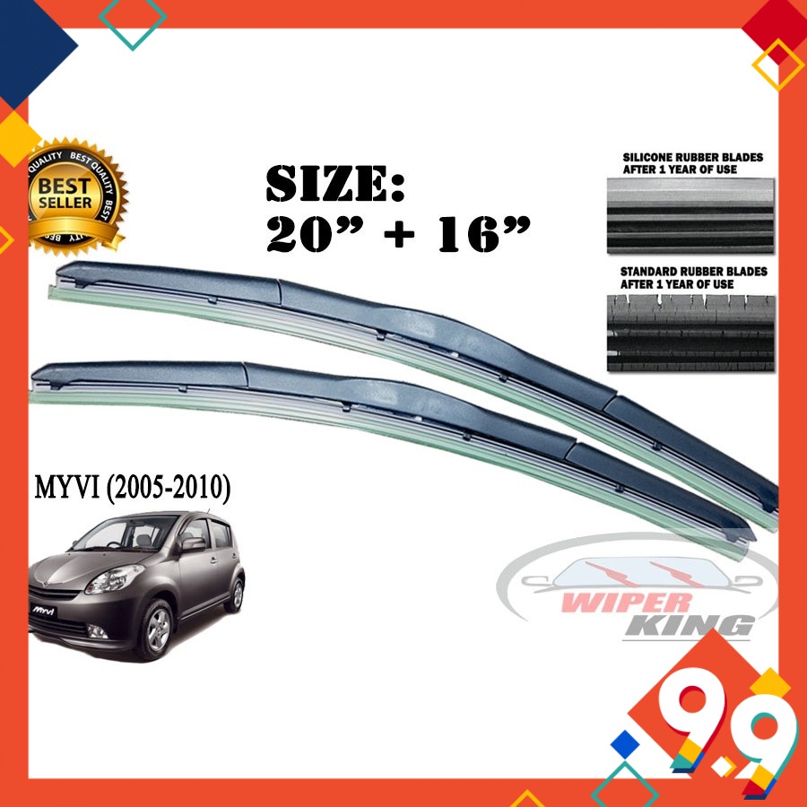 Perodua Myvi Old 2005 2010 Silicone Car Wiper Blade Set 20 16 Shopee Malaysia
